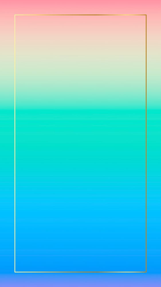 Gold frame on pastel holographic pattern mobile phone wallpaper vector