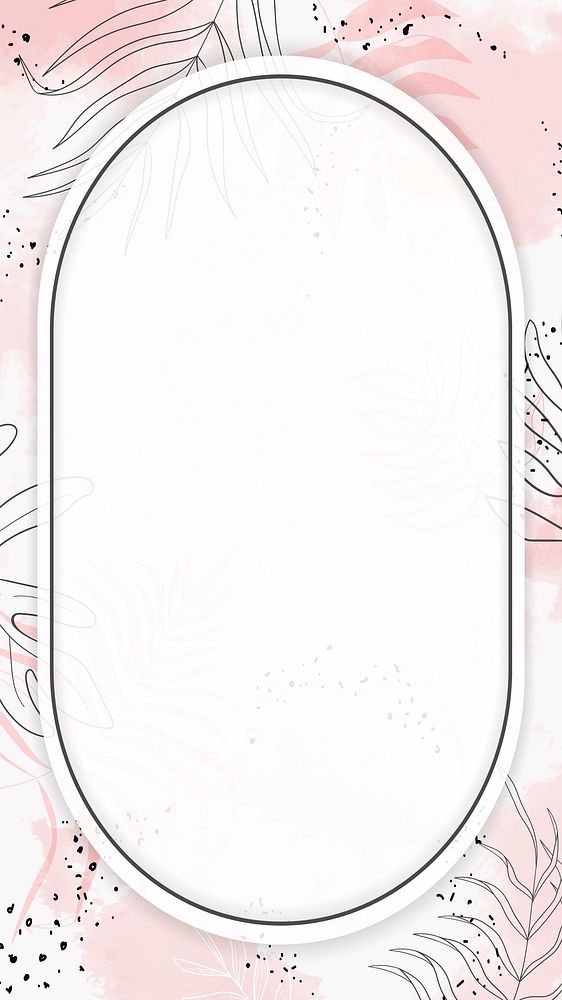 Pink oval watercolor frame mobile phone wallpaper vector