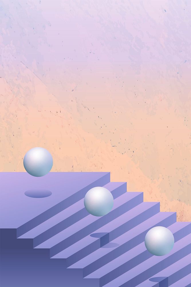Purple staircase with balls rolling down vector
