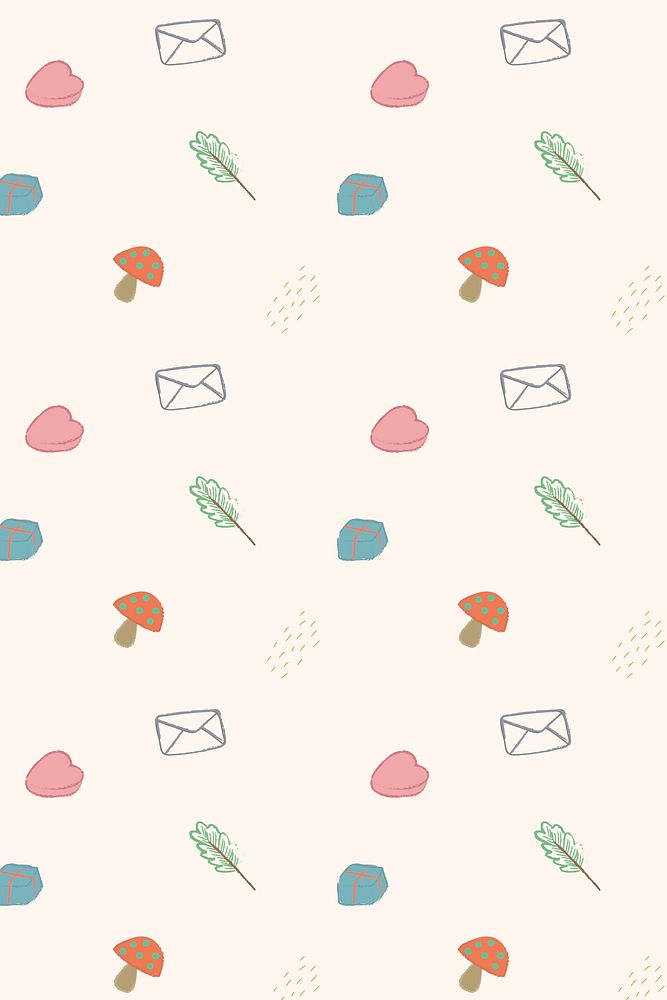 Autumn doodles seamless patterned background