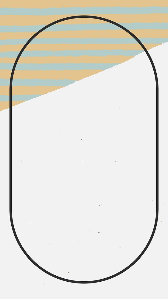 Oval black frame on hand-drawn stripes patterned mobile phone wallpaper vector