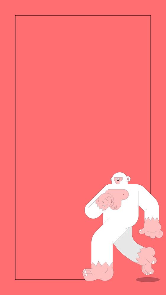 Yeti Halloween character frame on red background mobile phone wallpaper vector