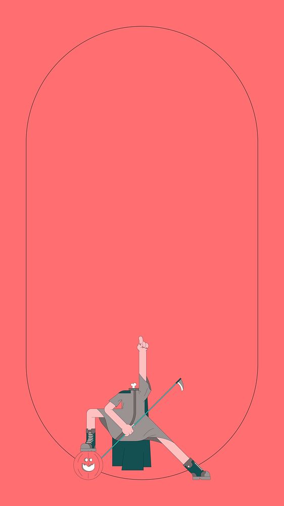 Jack O'Lantern Halloween character frame on red background mobile phone wallpaper vector