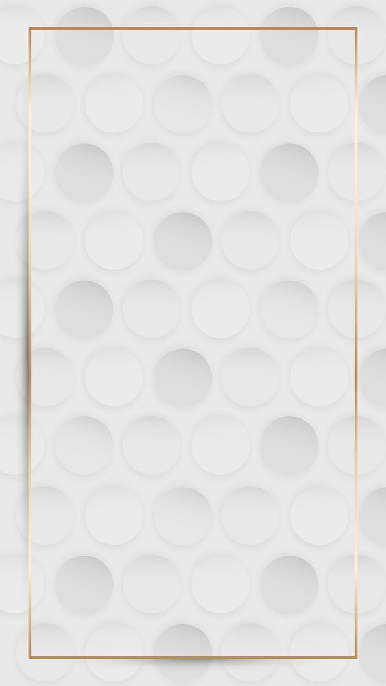Gold frame on white and gray seamless round pattern mobile phone wallpaper vector
