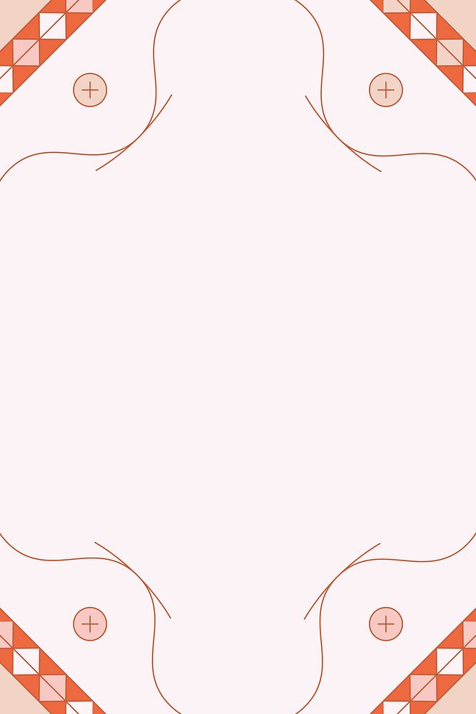 Ethnic geometrical patterned blank pink frame vector