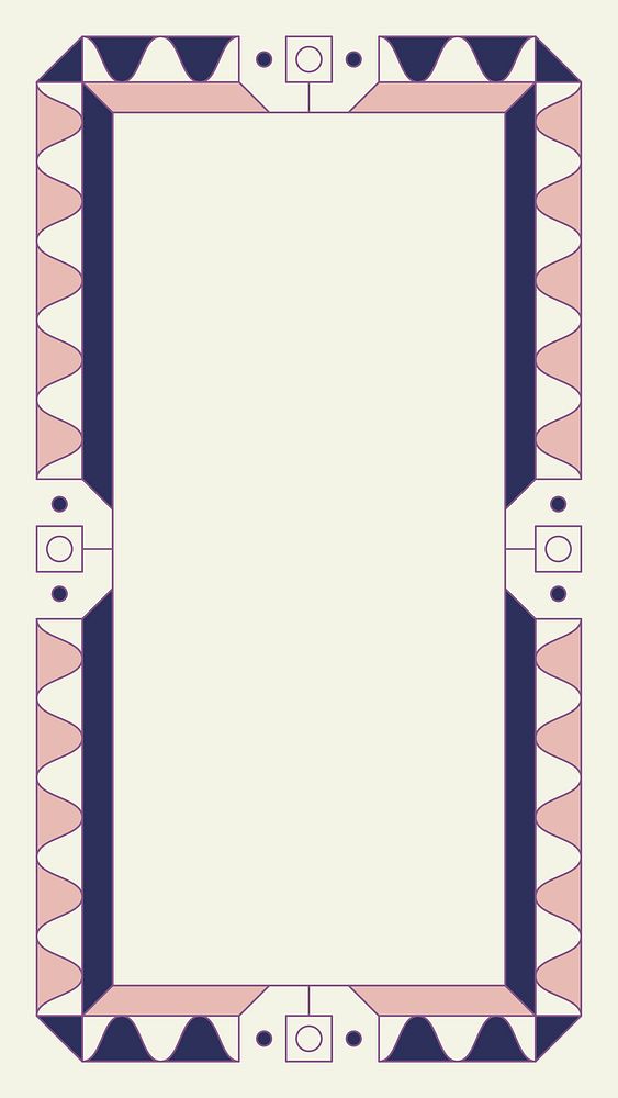 Geometrical patterned beige frame mobile phone wallpaper vector