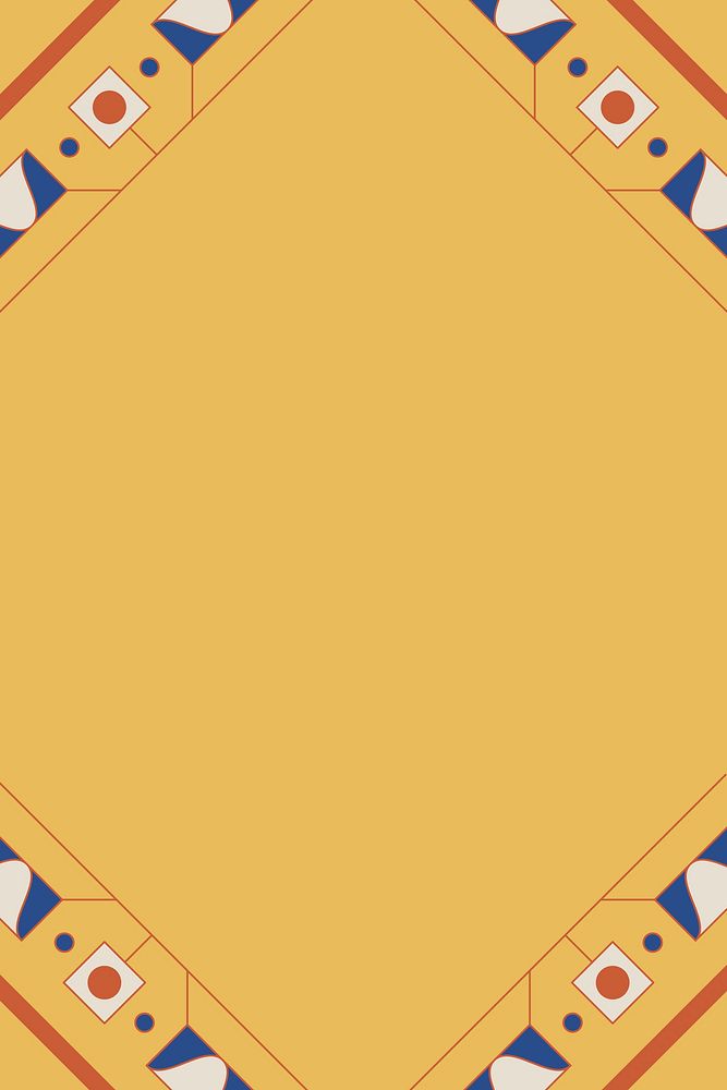 Ethnic geometrical patterned blank yellow frame vector