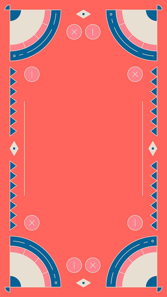 Geometrical patterned pink frame mobile phone wallpaper vector