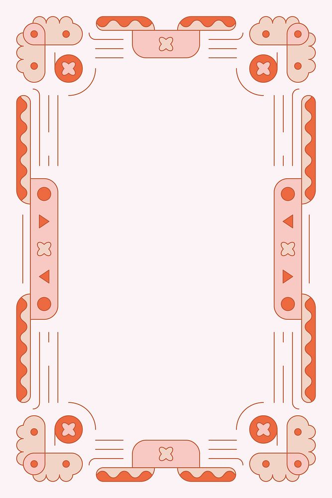 Ethnic geometrical patterned blank pink frame vector