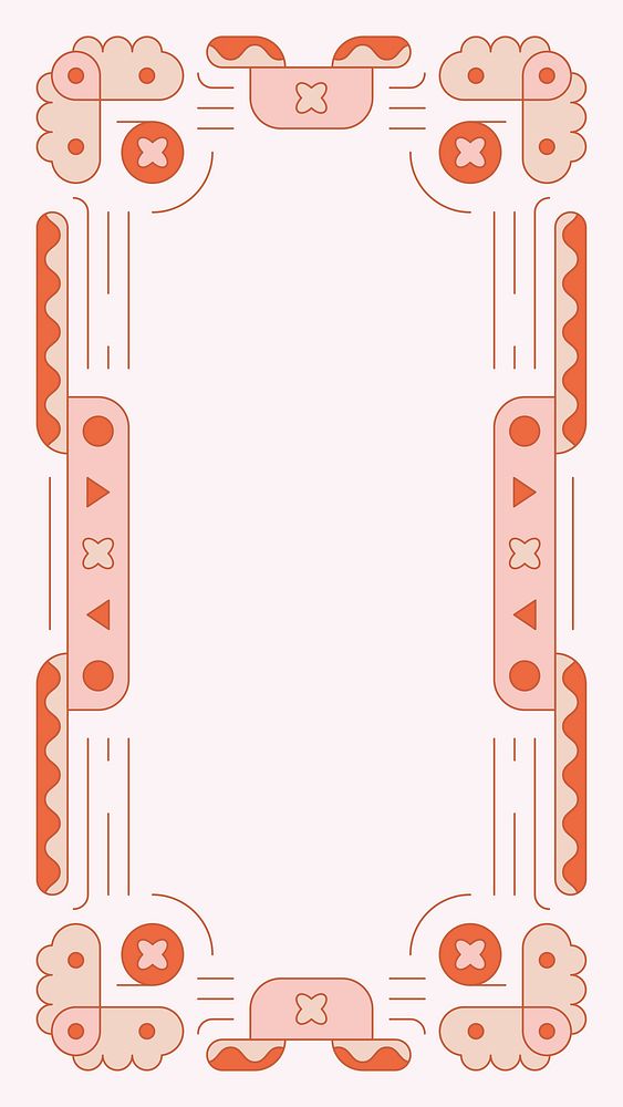 Geometrical patterned pink frame mobile phone wallpaper vector
