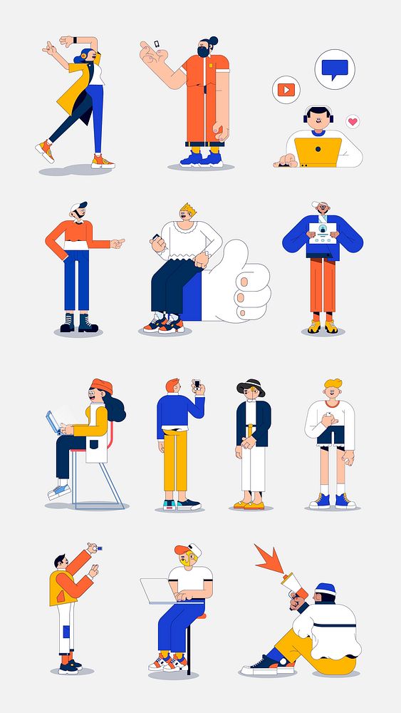 Illustration of diverse people on social media mobile phone wallpaper vector