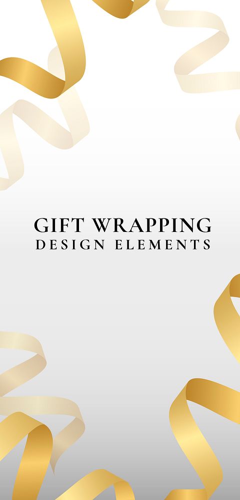 Gold ribbon bow element on gray background vector