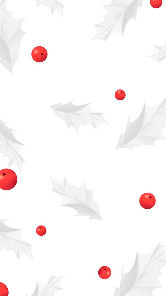 Mistletoe with red berries patterned mobile phone wallpaper vector