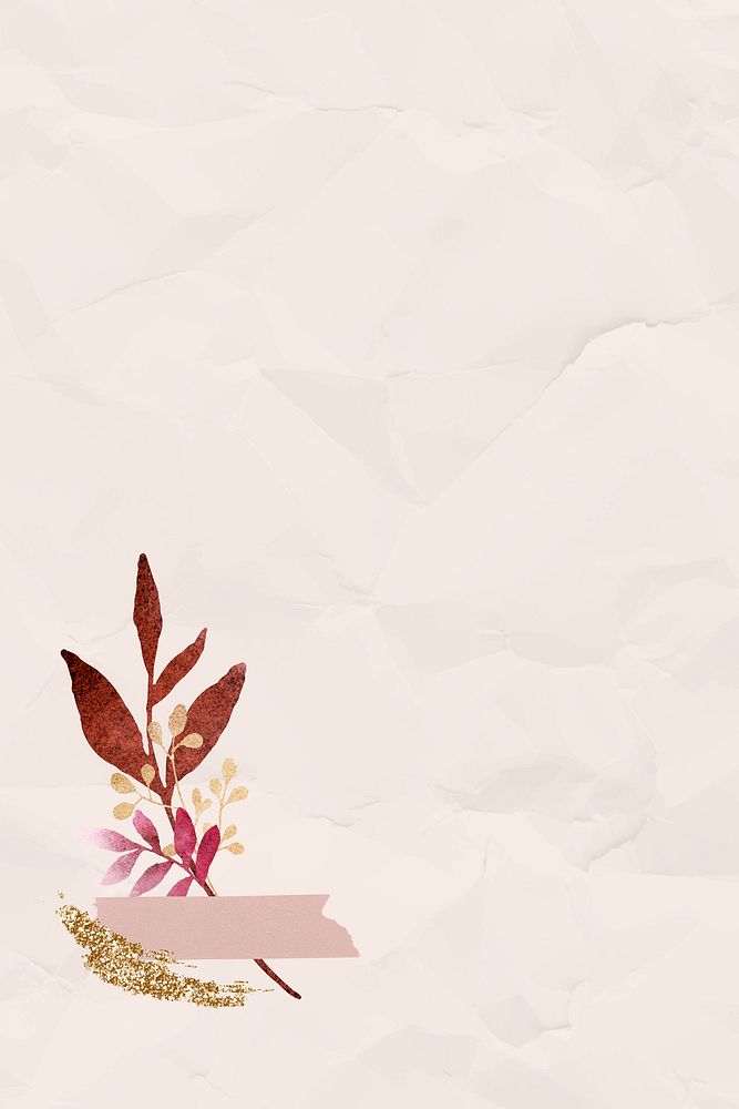 Christmas watercolor leafy on beige  wrinkled paper background vector