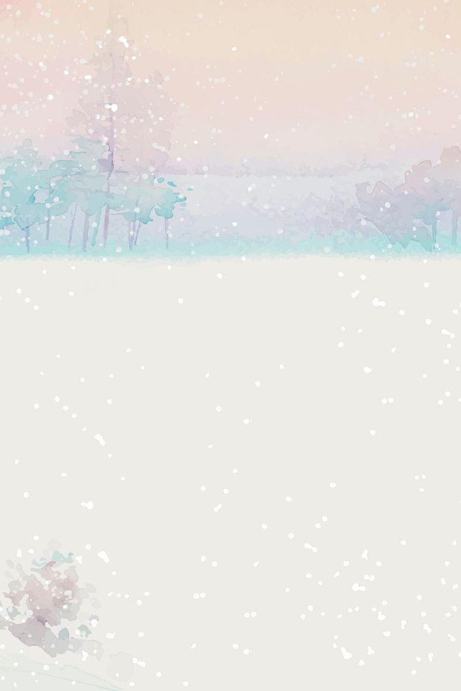 Watercolor snowy winter landscape vector
