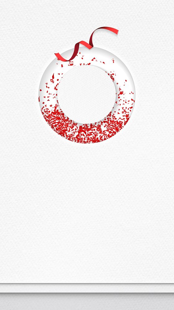 Christmas paper greeting card design with glittery red wreath mobile phone wallpaper vector