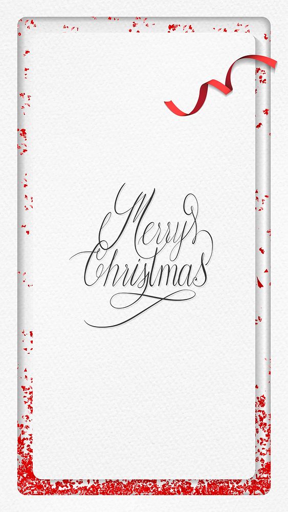 Merry Christmas paper greeting card design with red glitter frame mobile phone wallpaper vector