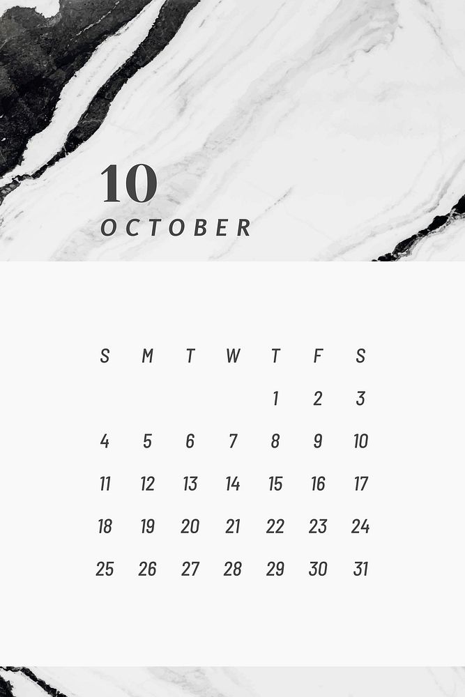 Black October calendar 2020 vector