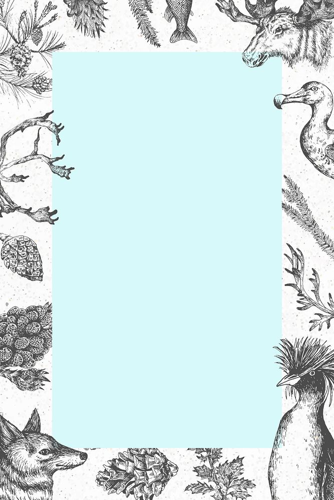 Wildlife pattern frame template vector