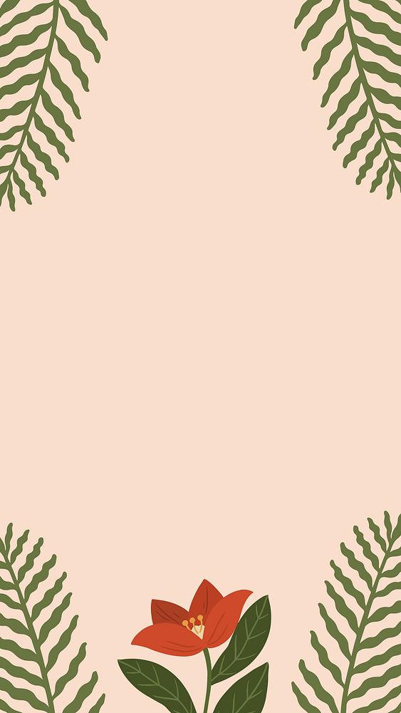 Botanical red flower copy space on a peach phone background vector