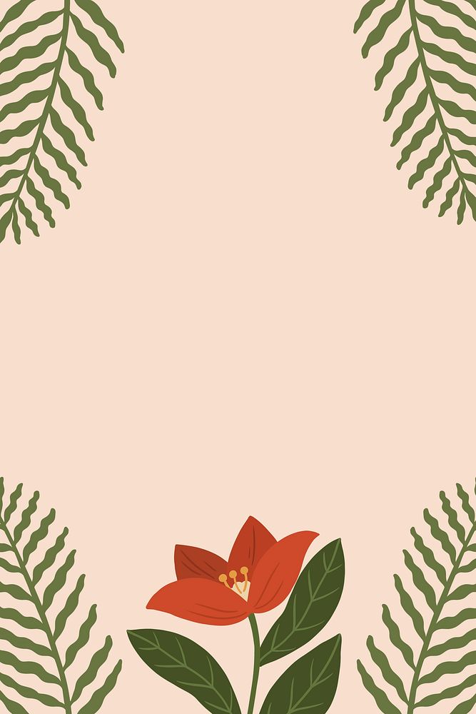 Botanical red flower copy space on a peach background illustration