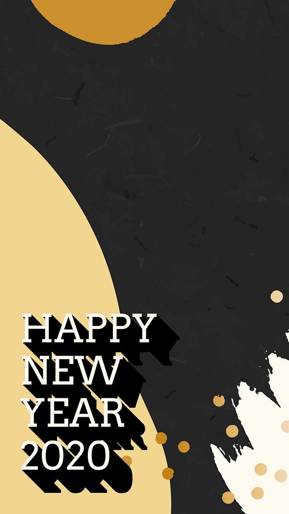 Happy New Year 2020 Memphis mobile phone wallpaper vector