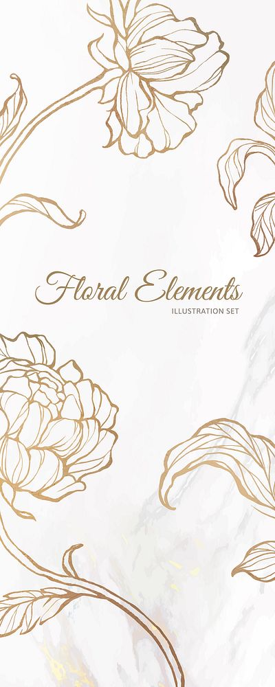 Gold floral outline background vector