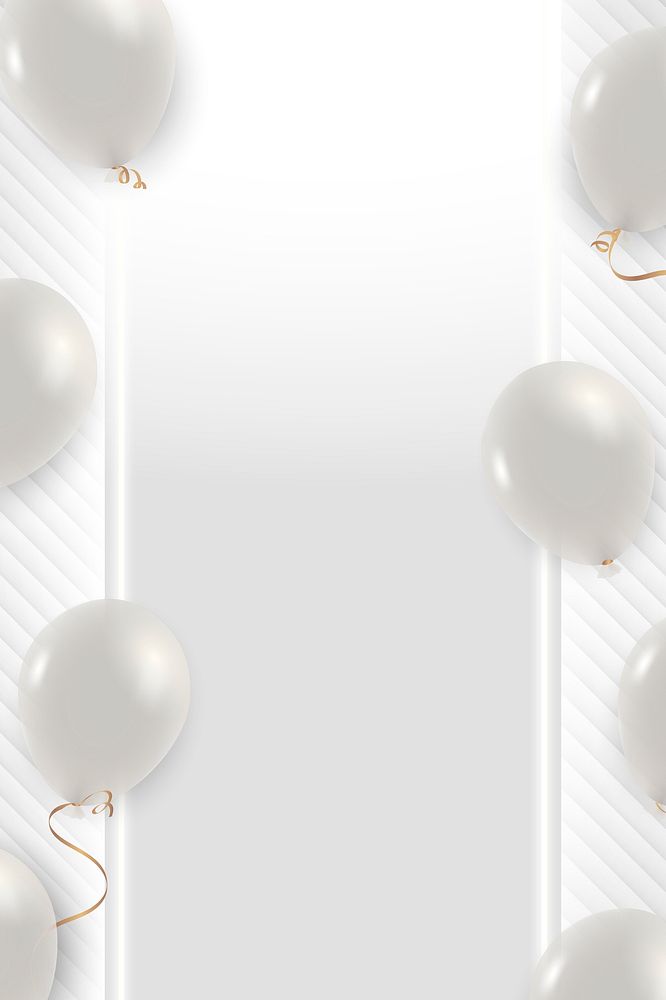 Pearl white balloons psd border frame