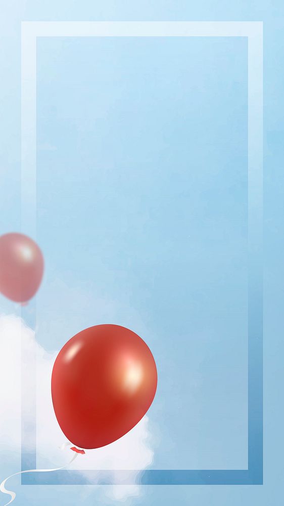 Sky frame psd with red balloons