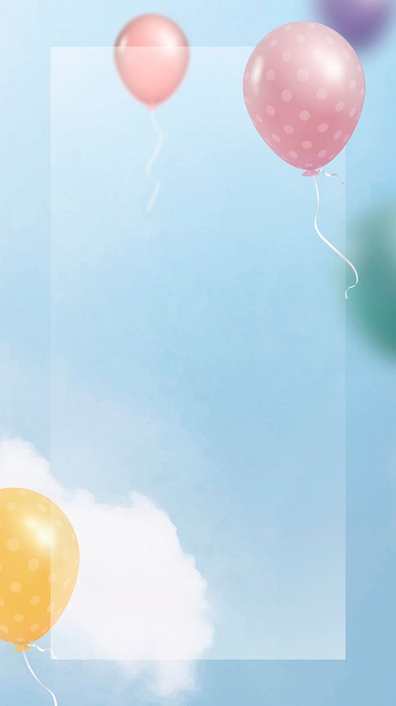 Birthday celebration balloons frame in the sky