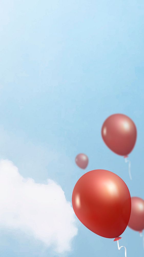 Red flying balloons template design vector