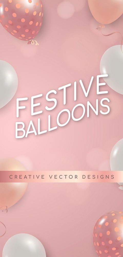 White and pink balloons frame design vector