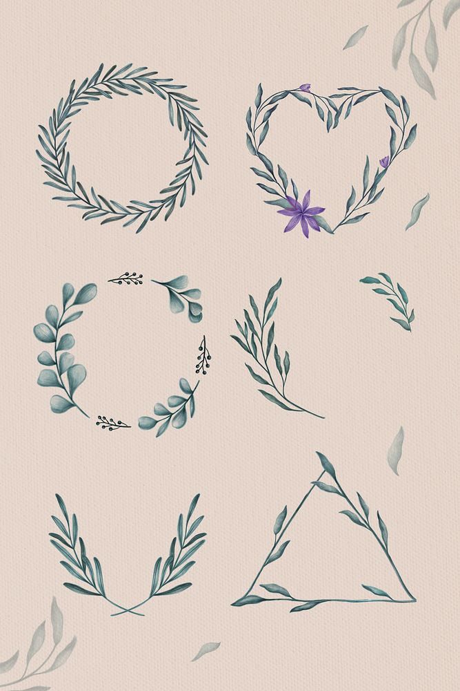 Floral wreath set illustration
