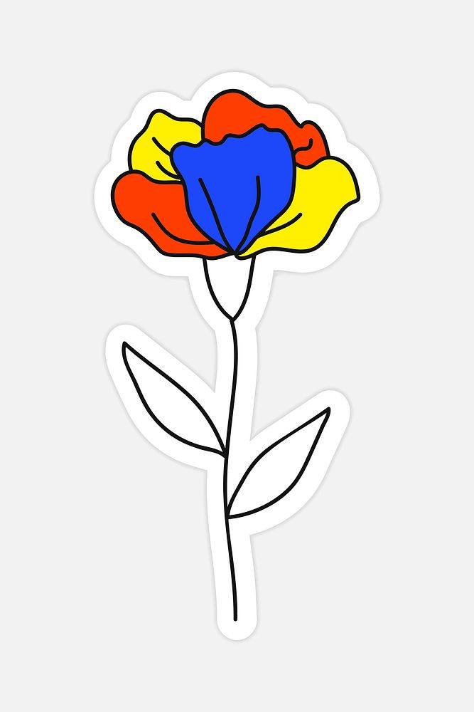 Colorful carnation flower sticker vector
