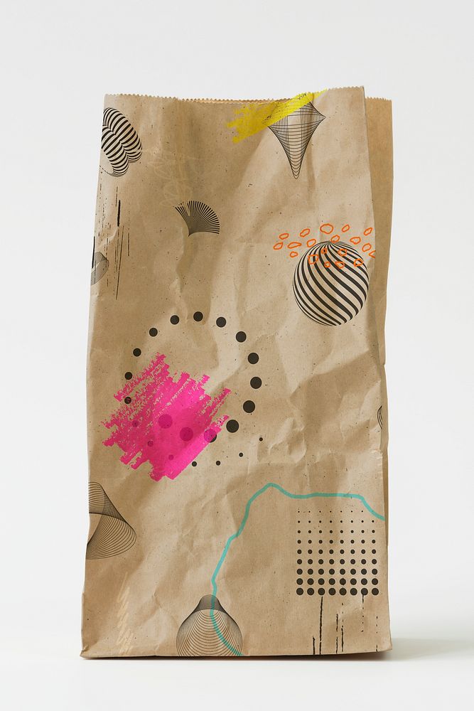 Abstract patterned brown paper bag