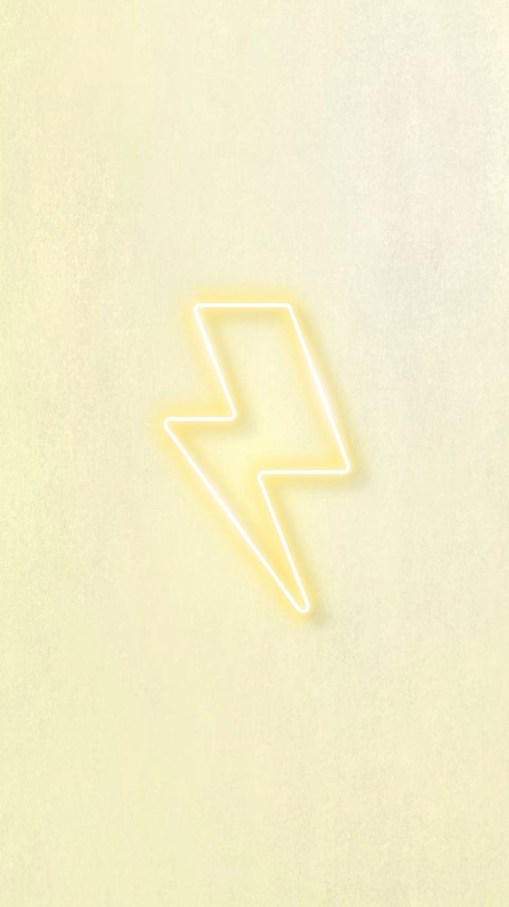 Yellow neon lightning sign vector