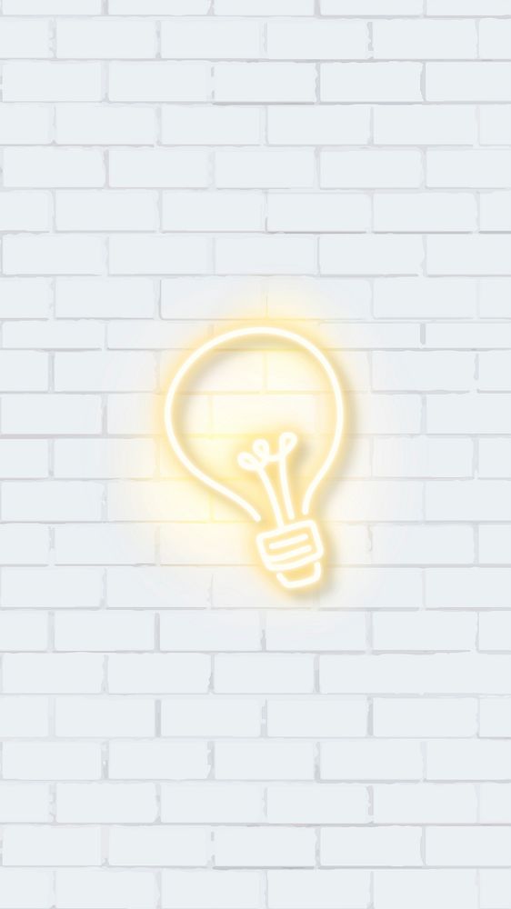 Yellow light bulb neon sign vector