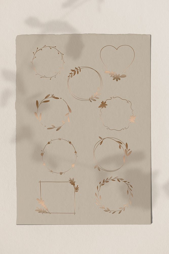 Blank leafy frame design set illustration