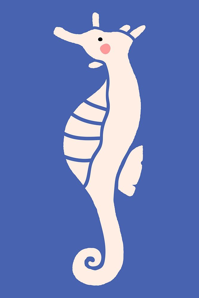 White seahorse on blue background vector