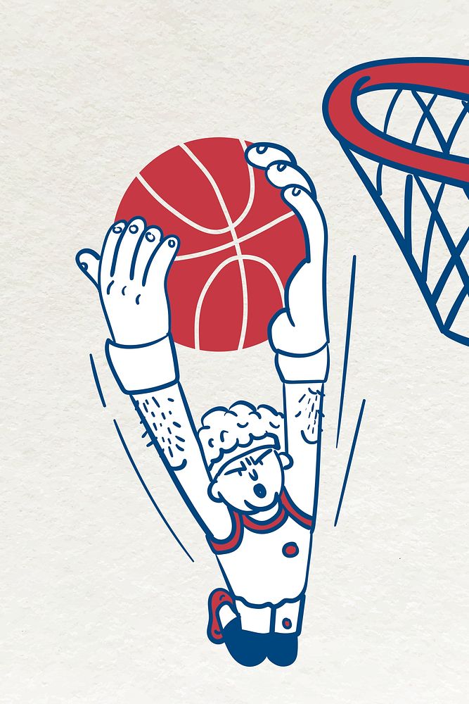 Basketball player shooting template illustration