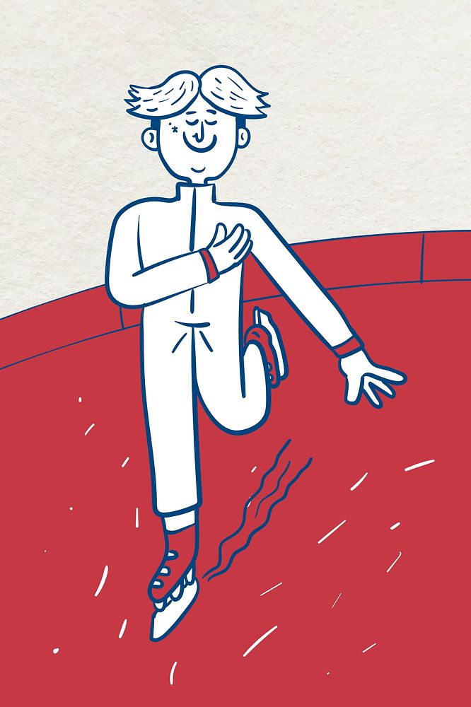 Man figure ice skating template illustration