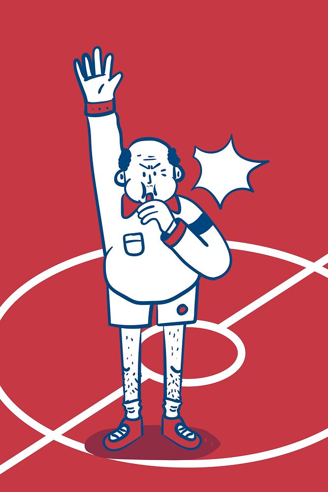 Referee blowing a whistle illustration