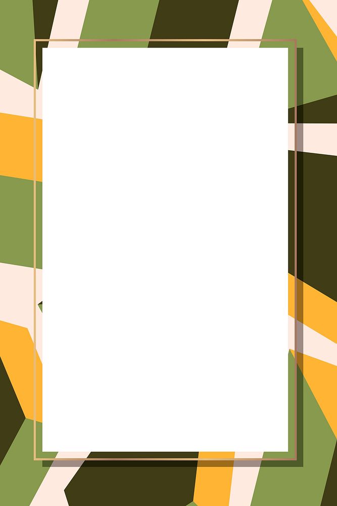 Retro green geometrical patterned frame vector