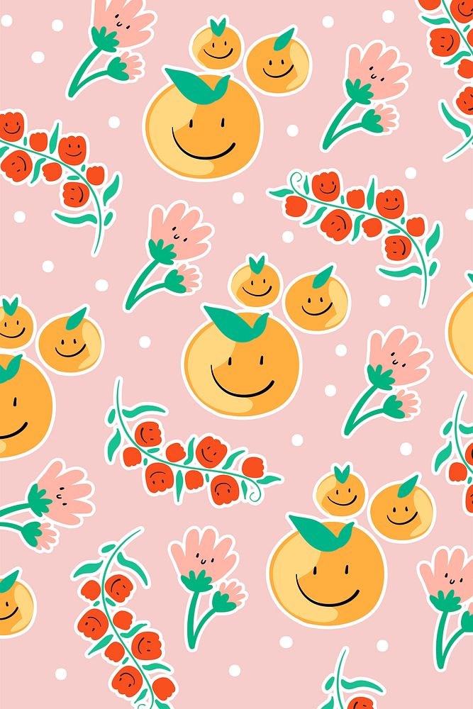 Cute summer doodle patterned background illustration