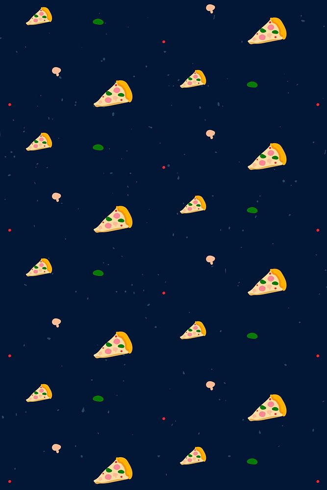 Pizza food pattern black background