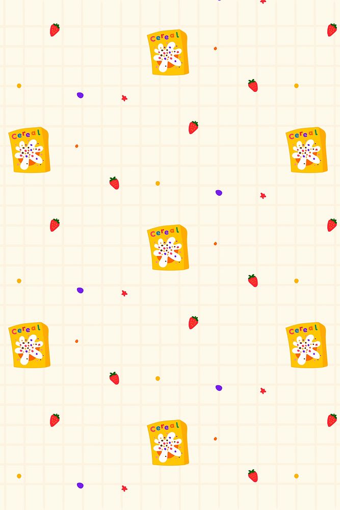 Cereal strawberry seamless food pattern background