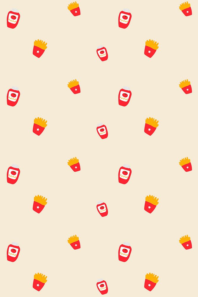 Psd French fries ketchup seamless pattern background