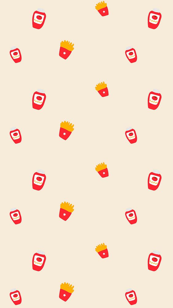 Vector French fries ketchup seamless pattern background
