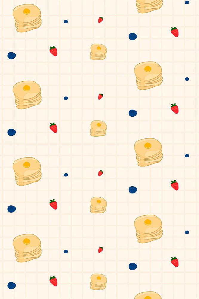 Psd pancake strawberry blueberry pattern background