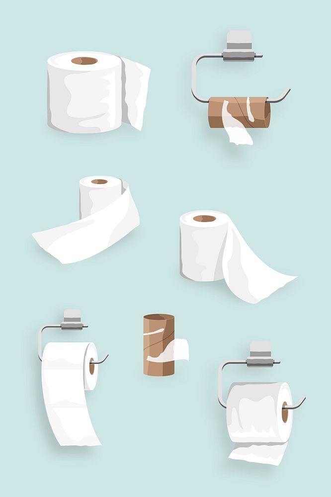 Toilet tissue roll elements set vector